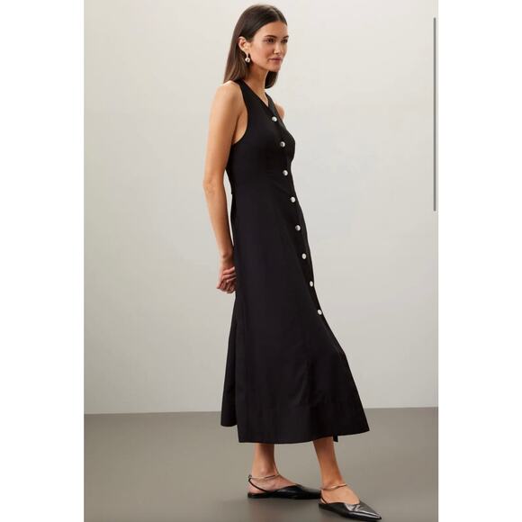 Proenza Schouler White Label Rumbled Button Front black Dress size 8 - Picture 3 of 10